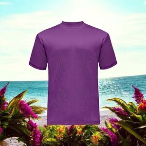 BAGAZIO MEN'S SOLID PURPLE CREW NECK TEE WITH RIBBED COLLAR AND SLEEVE. BM1145